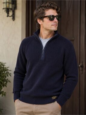 Polo by Ralph Lauren Navy Half-Zip Ribbed Sweater